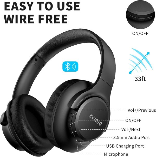 KVIDIO [Updated Bluetooth Headphones Over Ear, 65 Hours Playtime Wireless - Image 6