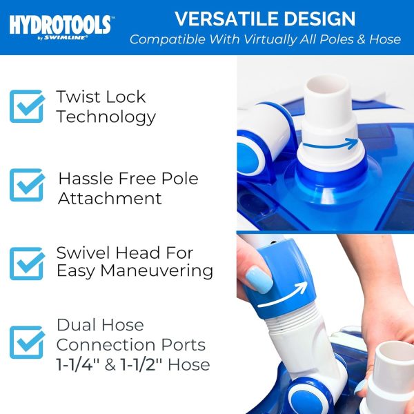 SWIMLINE HYDROTOOLS Clear Pool Vacuum Head Attachment For Inground & Above - Image 5