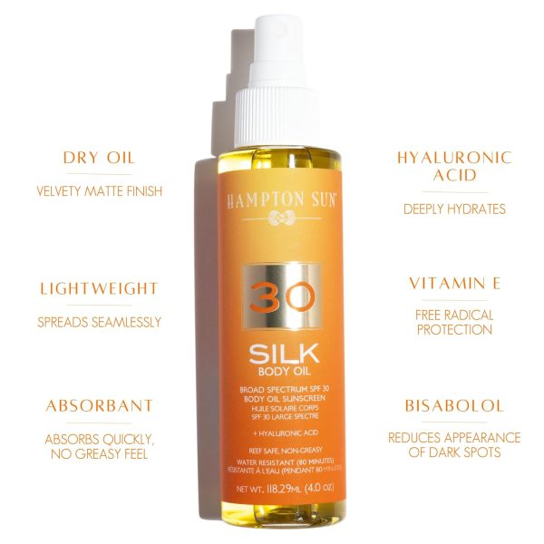 Hampton Sun SPF 30 Silk Body Oil Weightless Velvety-Smooth Sunscreen Dry - Image 3