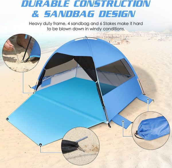 Large Easy Setup Beach Tent,Anti-UV Shelter Canopy Sun Shade with Extended - Image 3