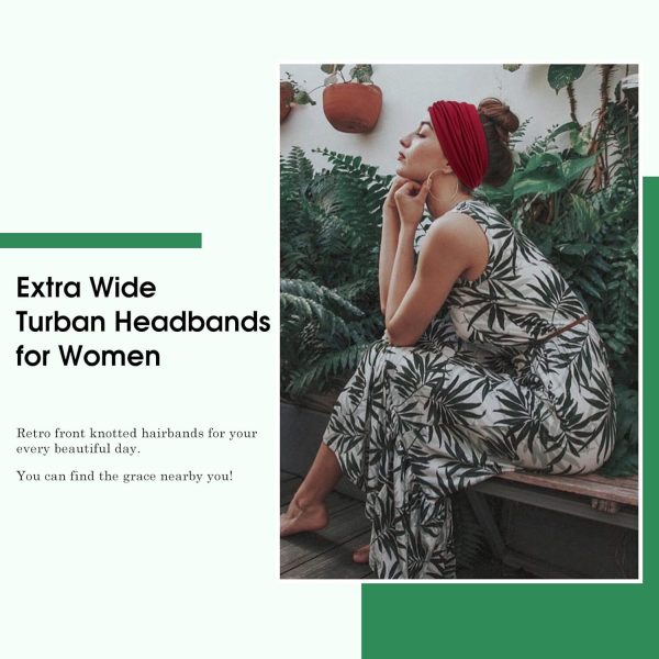 Tobeffect Wide Headbands for Women, 7'' Extra Large Turban Headband Boho - Image 3