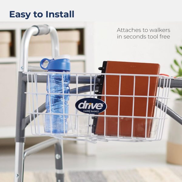 Drive Medical 10200B Walker Basket with Plastic Cup Holder, White - Image 5