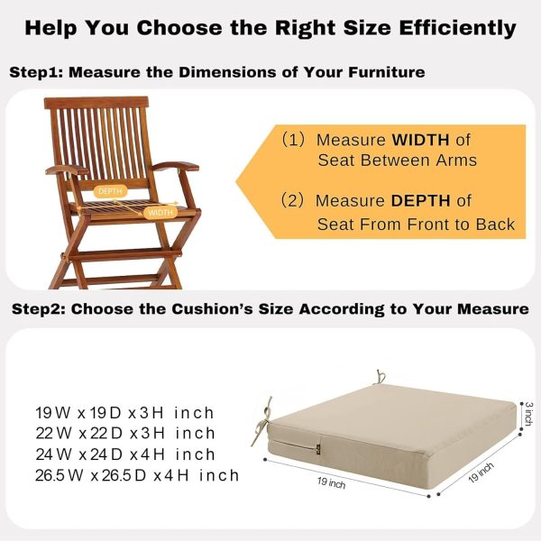 idee-home Outdoor Chair Cushions Set of 2, Outdoor Seat Cushions 19x19 - Image 7