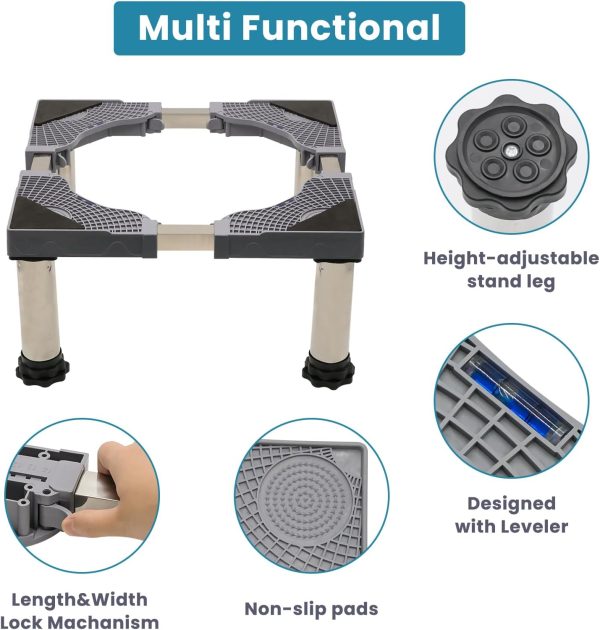 Mini Fridge Stand with 4 Strong Feet Height 9.3"-10.2" Adjustable Dryer - Image 3