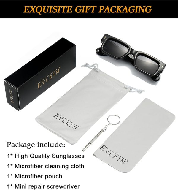 EYLRIM Thick Frame Square Sunglasses for Women Men Chunky Rectangle Sun - Image 7