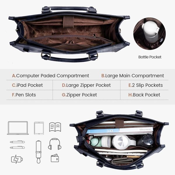 LOVEVOOK Laptop Bag for Women, 15.6 inch Laptop Tote Bag Vintage Work Bags - Image 3