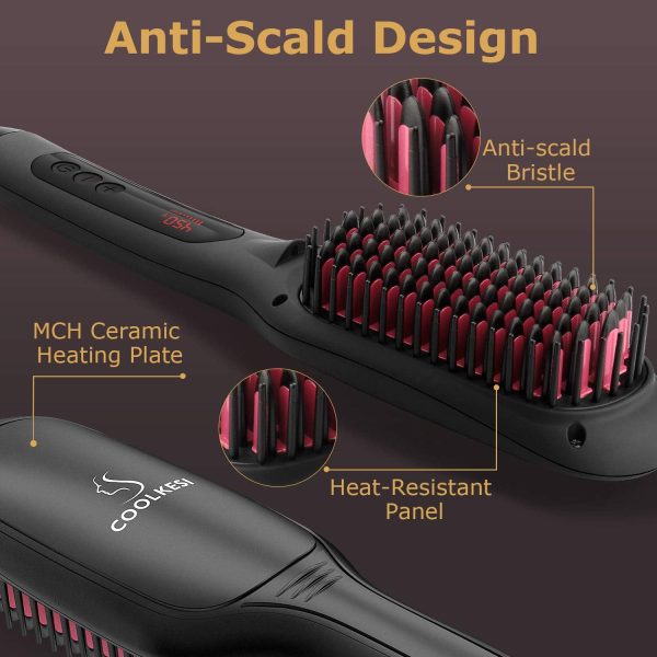 Ionic Hair Straightener Brush by COOLKESI, 30s Fast MCH Ceramic Heating - Image 5