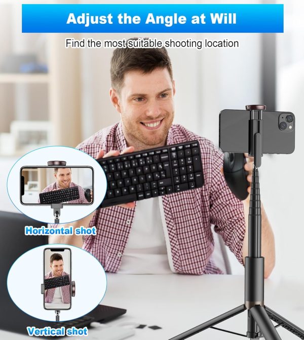 TONEOF 67" Cell Phone Selfie Stick Tripod,Smartphone Tripod Stand All-in-1 - Image 6