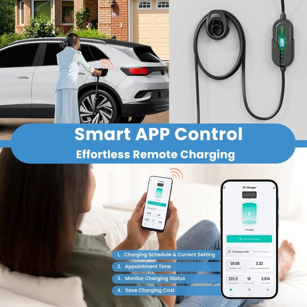 Level 1/2 EV Charger, WiFi APP, 16A 110V-240V NEMA 6-20 & NEMA 5-15 Plug - Image 4