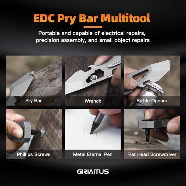 EDC Pry Bar Multitool with Bi-Directional Ratchet Screwdriver & Everlasting - Image 7