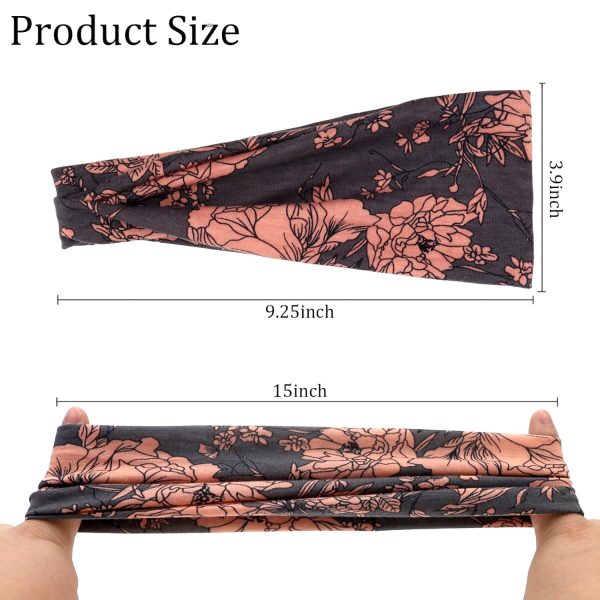 AMCAMI Boho Headbands for Women Wide Bandana Headbands Non Slip Workout - Image 2