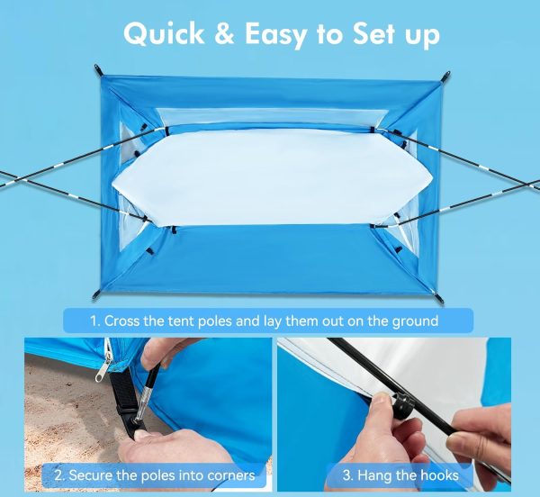 Calen Beach Tent,Beach Canopy Shade Tent with UPF50+UV Protection for - Image 6