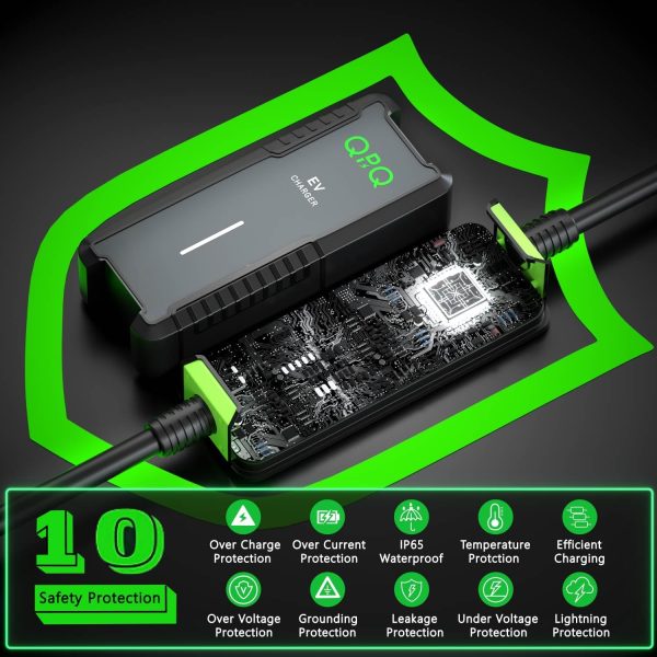 QPQ Level 1-2 EV Charger, 16 Amp 110-240V Portable Electric Car Charger, - Image 3