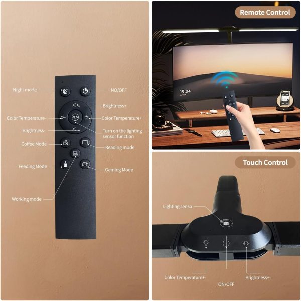 Led Desk Lamp for Office Home,Remote Control 24W Dual Head Lamp with Clip, - Image 7