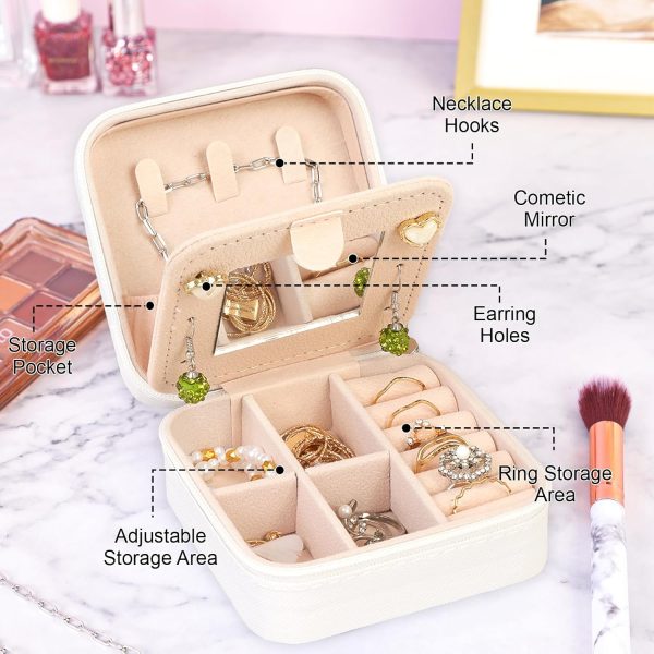 FUNARTY Travel Jewelry Case Organizer, Small Jewelry Box Jewelry Organizer, - Image 3
