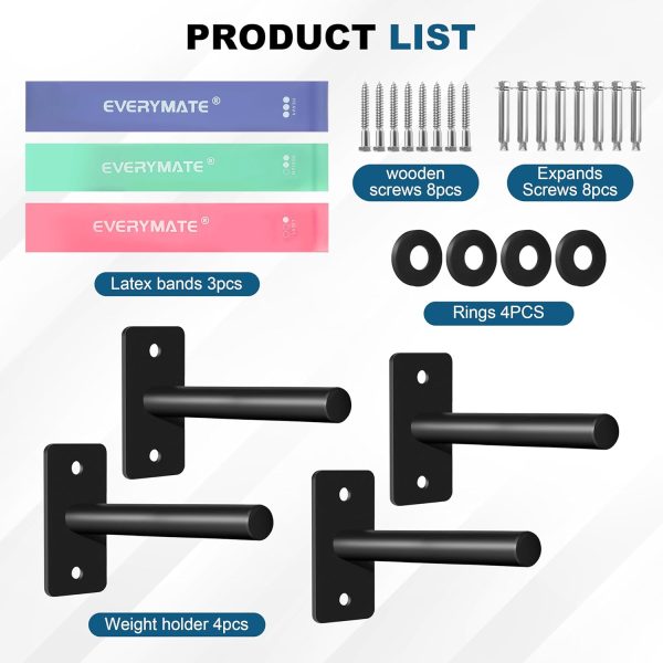 Weight Plate Holder, Wall Mounted Weight Rack Storage for Olympic Weight - Image 2