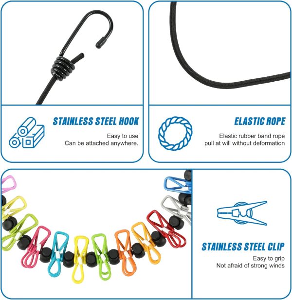 Retractable Portable Clothesline for Travel，Clothing line with 12 Clothes - Image 2