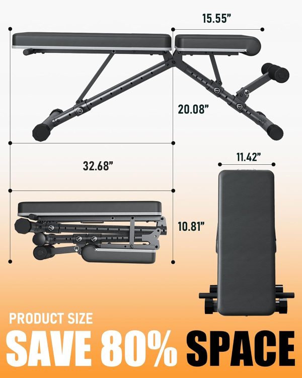 Foldable Weight Bench - Adjustable Bench for Full Body Workout, Fully - Image 5