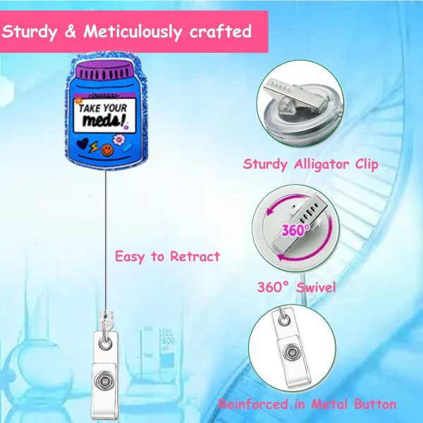 Funny Pharmacy Badge Reel - Take Your Meds Badge Reel Pill Box Nurse Badge - Image 2
