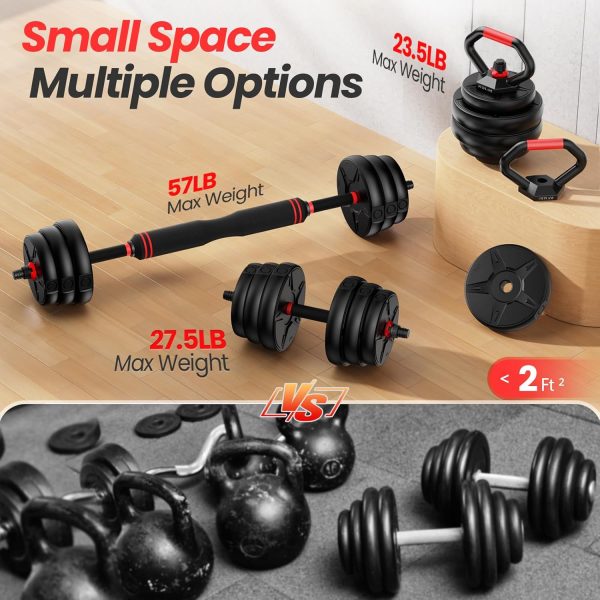 Adjustable dumbbell set, 55/70lbs Free Weights set with upgraded nut, 4 in - Image 4