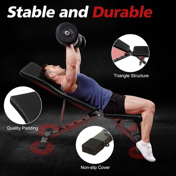 Weight Bench Press, Adjustable Workout Benches for Dumbbell Exercise, - Image 3