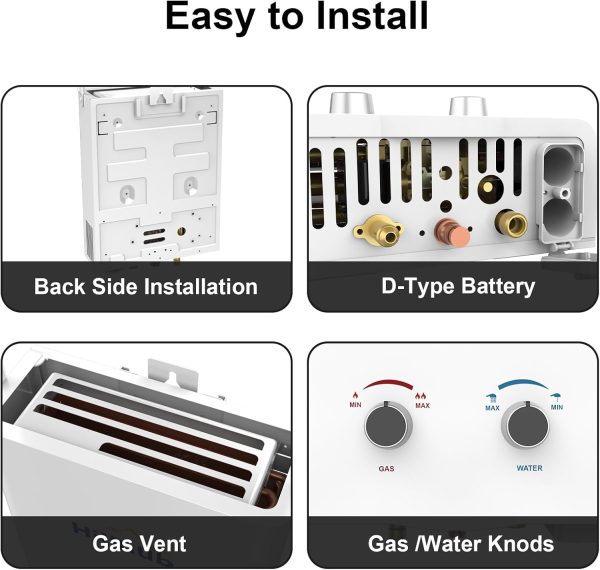 Portable Propane Tankless 34,000BTU Water Heater, 1.32GPM Outdoor Shower - Image 7