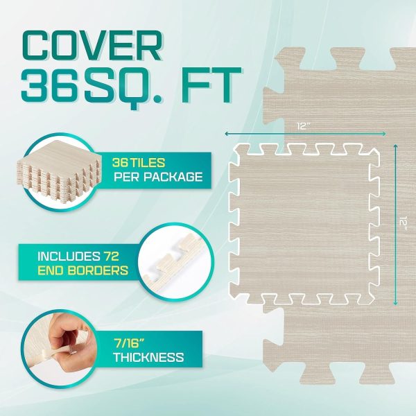 Yes4All 12,24,36 SQ.FT Wood Grain Puzzle Exercise Mat Protective Flooring, - Image 2