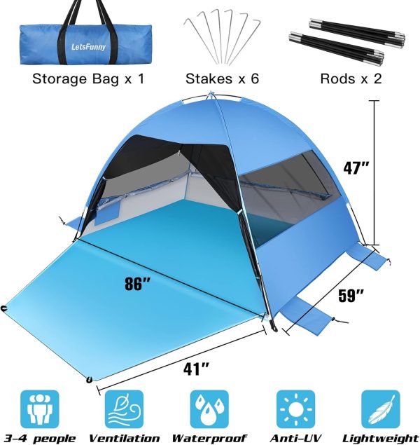 Large Easy Setup Beach Tent,Anti-UV Shelter Canopy Sun Shade with Extended - Image 5