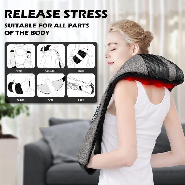 Shiatsu Electric Neck Back Massager Pillow 3D Kneading with Heat For - Image 2