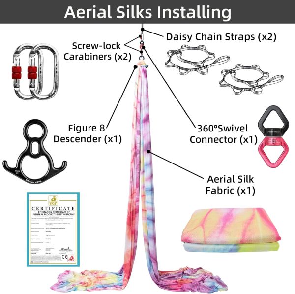 PRIOR FITNESS Aerial Silks Kit Colorful 9/15/20 Yards 40D Nylon Fabric - Image 4