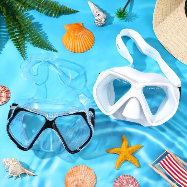 Weewooday 2 Pcs Swimming Goggles with Nose Cover Tempered Glass Diving Mask - Image 2
