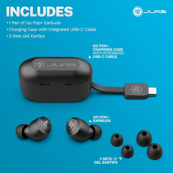 JLab Go Air Pop True Wireless Bluetooth Earbuds & Charging Case - Black, - Image 7