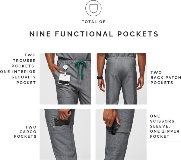 FIGS Cairo Cargo Scrub Pants for Men — Classic Straight Leg Fit, 9 Pockets, - Image 5