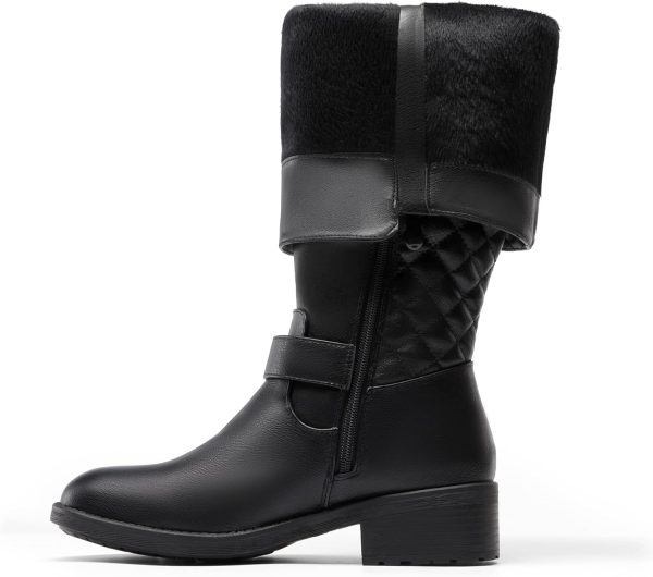DREAM PAIRS Women's Knee High Boots Low Block Heel Riding Boots Round Toe - Image 3