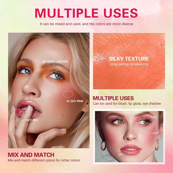 Multi-Use Makeup Blush Stick,Beauty Solid Moisturizer Stick,Waterproof - Image 6