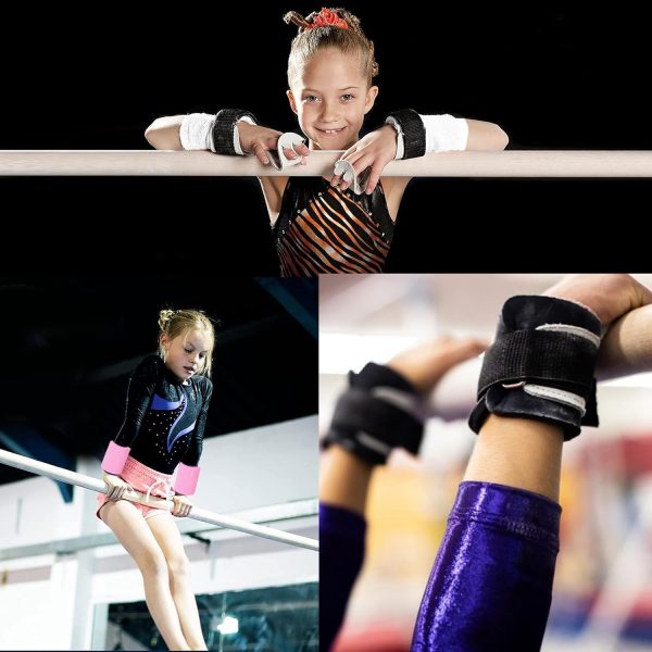 Amrta Gymnastics Grips Wristbands Sets for Girls Youth Kids 2 Pair Palm - Image 7