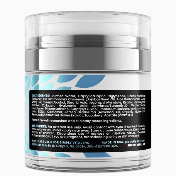 SimplyVital Collagen, Retinol & Hyaluronic Acid Cream - Anti-Aging Face - Image 8