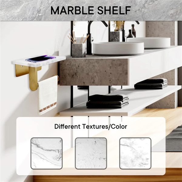 Toilet Paper Holder with Natural Marble Shelf for Bathroom Washroom,Wall - Image 4