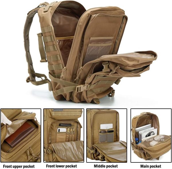 QT&QY 45L Military Tactical Backpacks Molle Army Assault Pack 3 Day Bug Out - Image 5