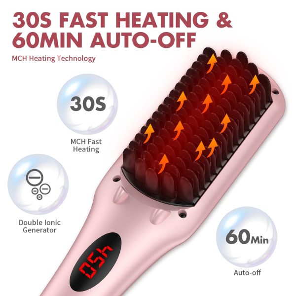 Hair Straightener Brush, MiroPure Ionic Hair Straightening Brush with 16 - Image 4