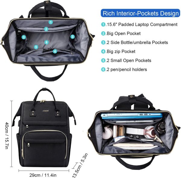 LOVEVOOK Nurse Backpack Laptop Backpack for Women with Stethoscope Case & - Image 2