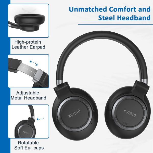 KVIDIO Active Noise Cancelling Headphones, 70 Hours Playtime Bluetooth - Image 5