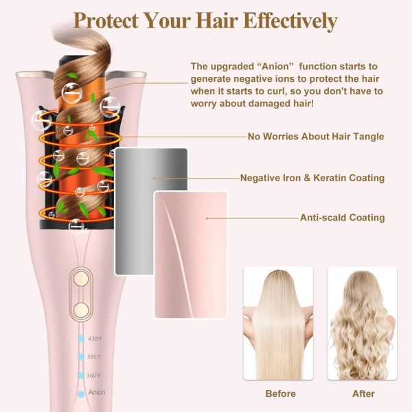 Rotating Curling Iron 1 Inch, Smart Anti-Tangle Automatic Curling Iron with - Image 5