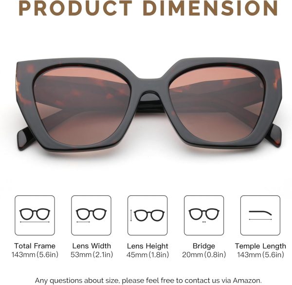 JOO'RTI Trendy Polarized Oversized Sunglasses Womens, Retro Big Square Cat - Image 3