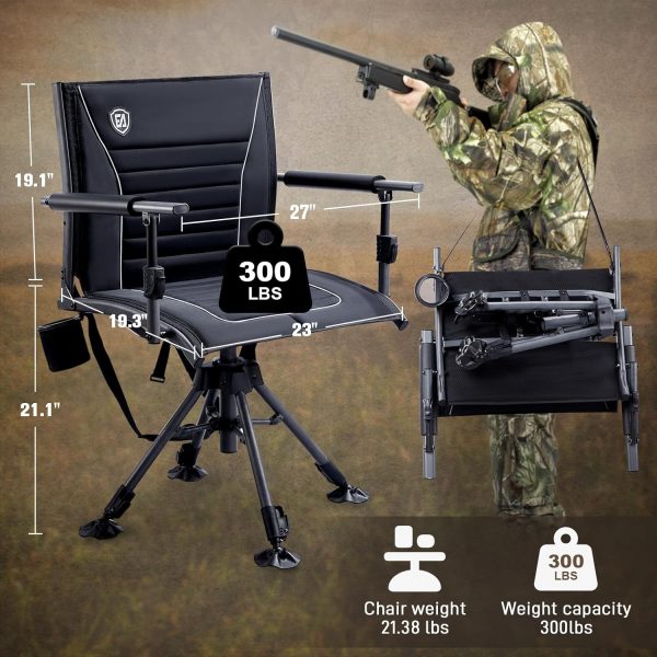EVER ADVANCED 360° Silent Swivel Hunting Chair for Blinds, Adjustable - Image 7