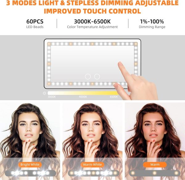 Car Sun Visor Vanity Mirror, Rechargeable Makeup Mirror with 3 Light Modes - Image 3