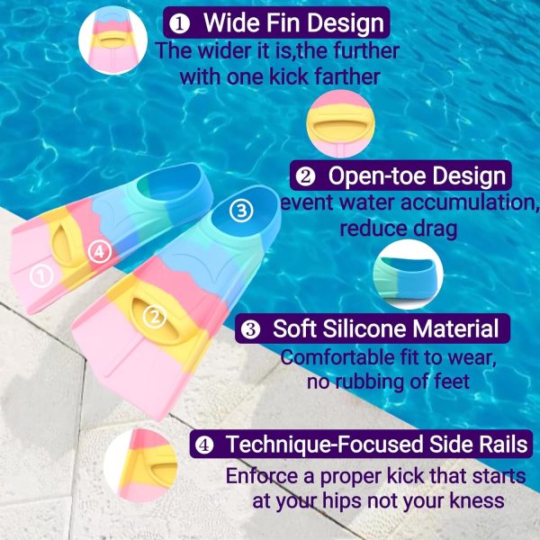 Kids Swim Fins,Comfortable Silicone Flippers for Swimming and Diving,Size - Image 5