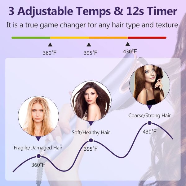 Automatic Curling Iron, Hair Curler Wand with 4 Temp Up to 430℉& Timer & - Image 3