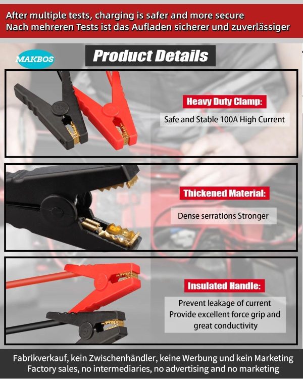 Jumper Cables adapter for Milwaukee 18V M18 Battery Jump Car Starter,Up to - Image 5