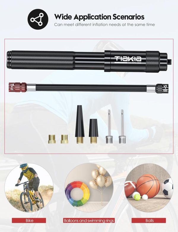 Tiakia Mini Bike Pump,Portable Compact Bicycle Pump,High Pressure Frame - Image 2